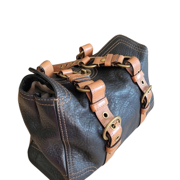 COACH Chelsea Black Pebbled Leather  Grommet Tote Satchel - Picture 6 of 14